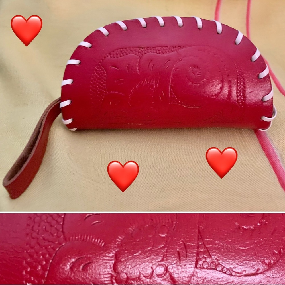NWOT Vintage Tooled Leather Whipstitched Coin Purse - Picture 3 of 8